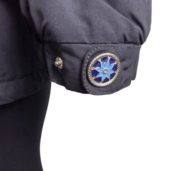 Bogner Womens Black Nylon Embroidered Hooded Jacket Stylish Winter Coat Size 12 - Picture 9 of 16